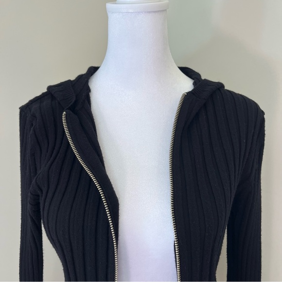 No Boundaries Black Zip up Cardigan Lightweight Ribbed Sweater Jacket - Picture 5 of 7